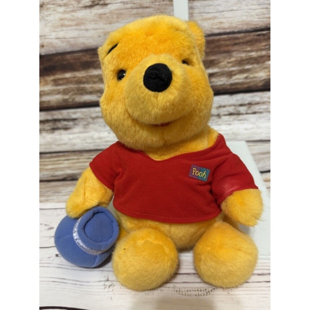 Disney Winnie the Pooh Plush 1994 Teddy Bear With Honey Pot Jar Stuffed Animal